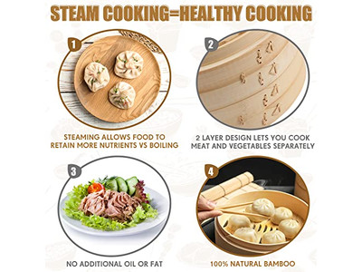 Ensembles de casseroles à vapeur Panier vapeur en bambou