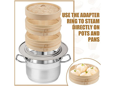 Ensembles de casseroles à vapeur Panier vapeur en bambou