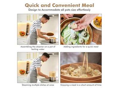 Panier vapeur en bambou pour légumes et momos 6