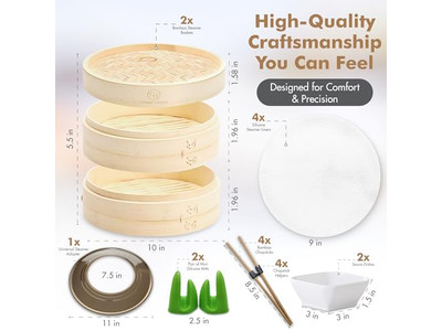 Panier vapeur en bambou pour légumes et momos 6