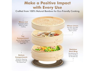 Panier vapeur en bambou pour légumes et momos 6