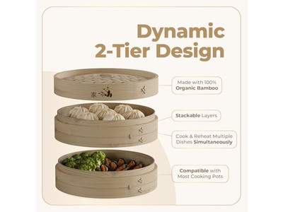 Cuisinière vapeur en bois - Panier vapeur en bambou