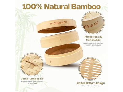 Panier vapeur en bambou pour wok et œufs larges