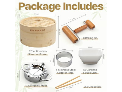 Panier vapeur en bambou pour wok et œufs larges