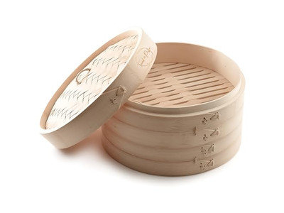 Panier vapeur en bambou pour brocoli avec couvercle